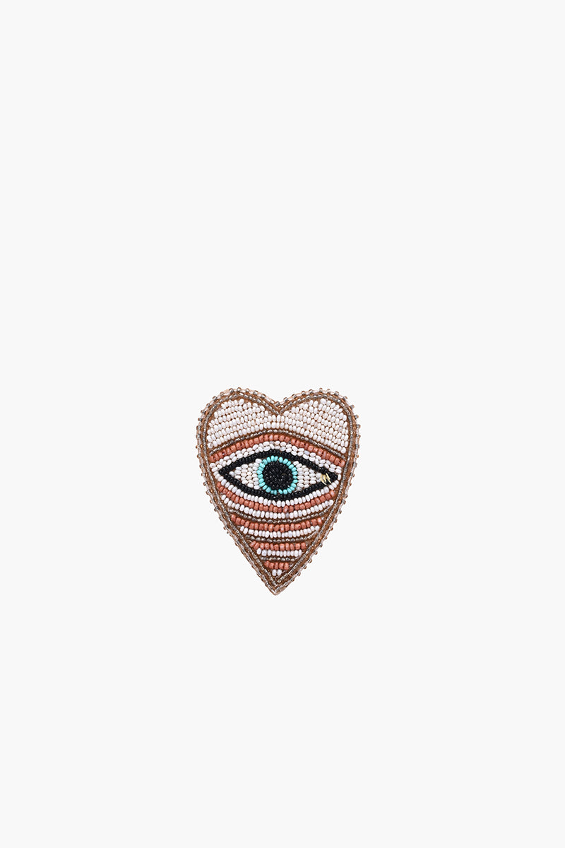 Eye Heart You Beaded Brooch