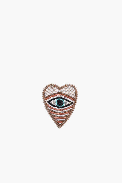 Eye Heart You Beaded Brooch