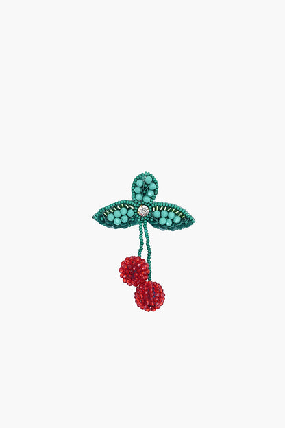 Cherry Drop Beaded Brooch
