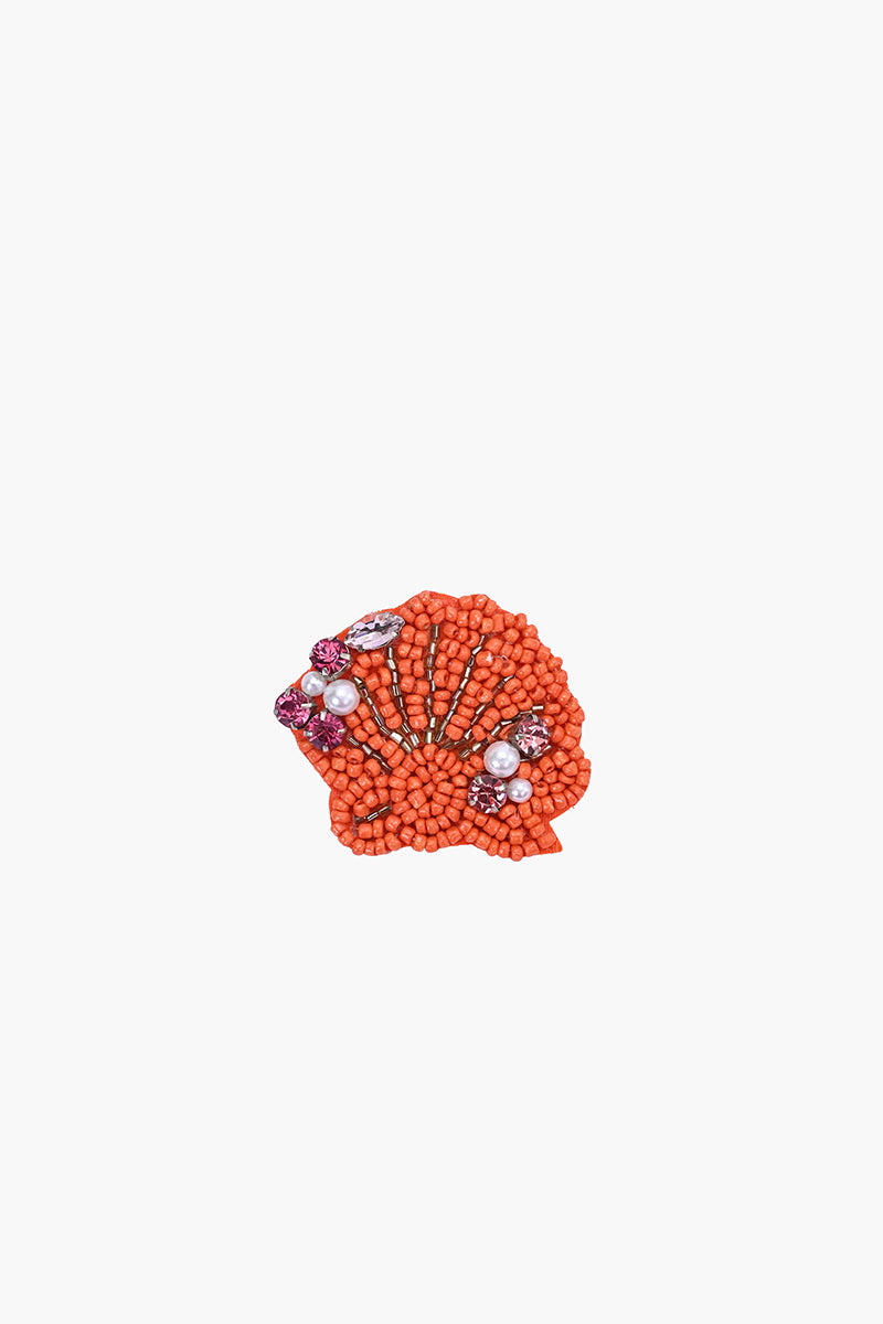 Coral Crush Beaded Brooch