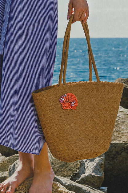 Coral Crush Beaded Brooch