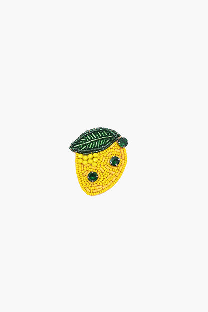 Hearty Lemon Beaded Brooch