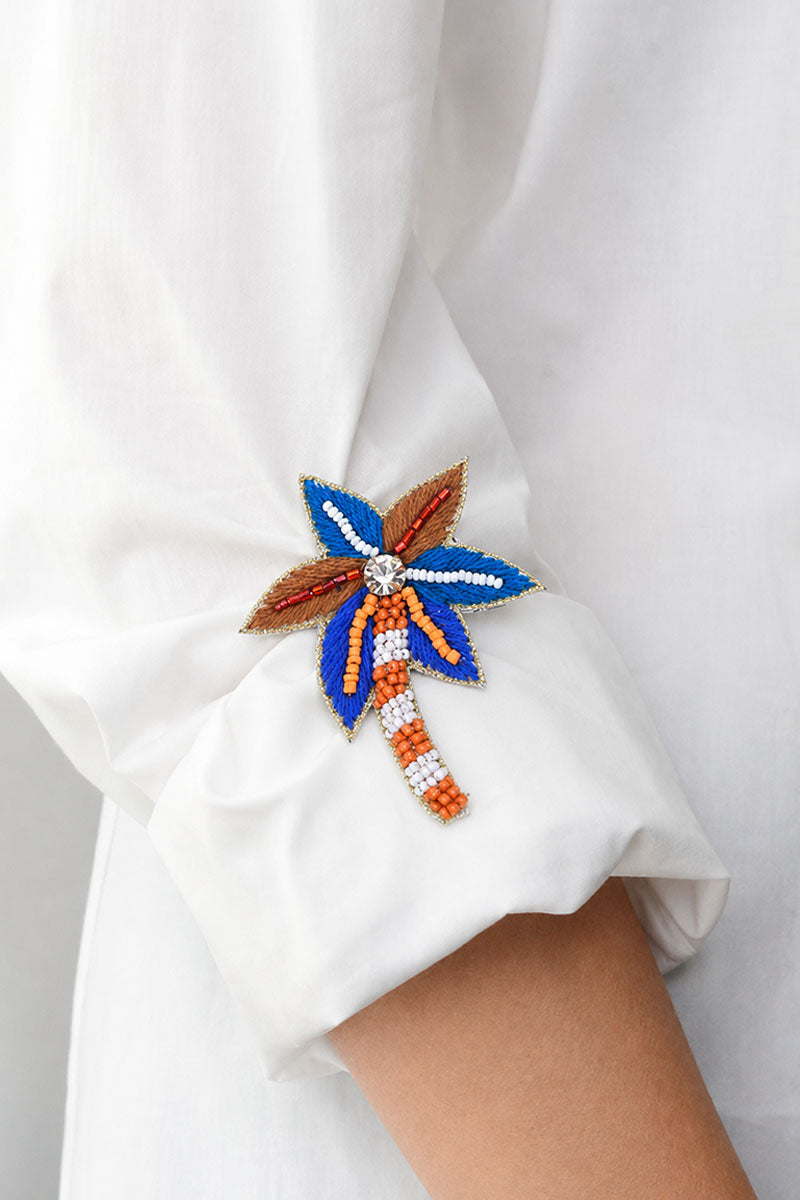 Shaded Palm Beaded Brooch