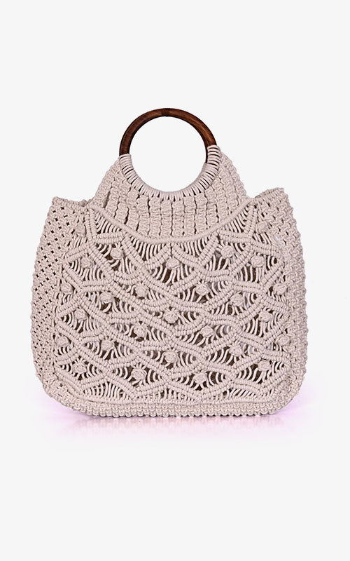Cotton Cord Macreme Handheld Tote