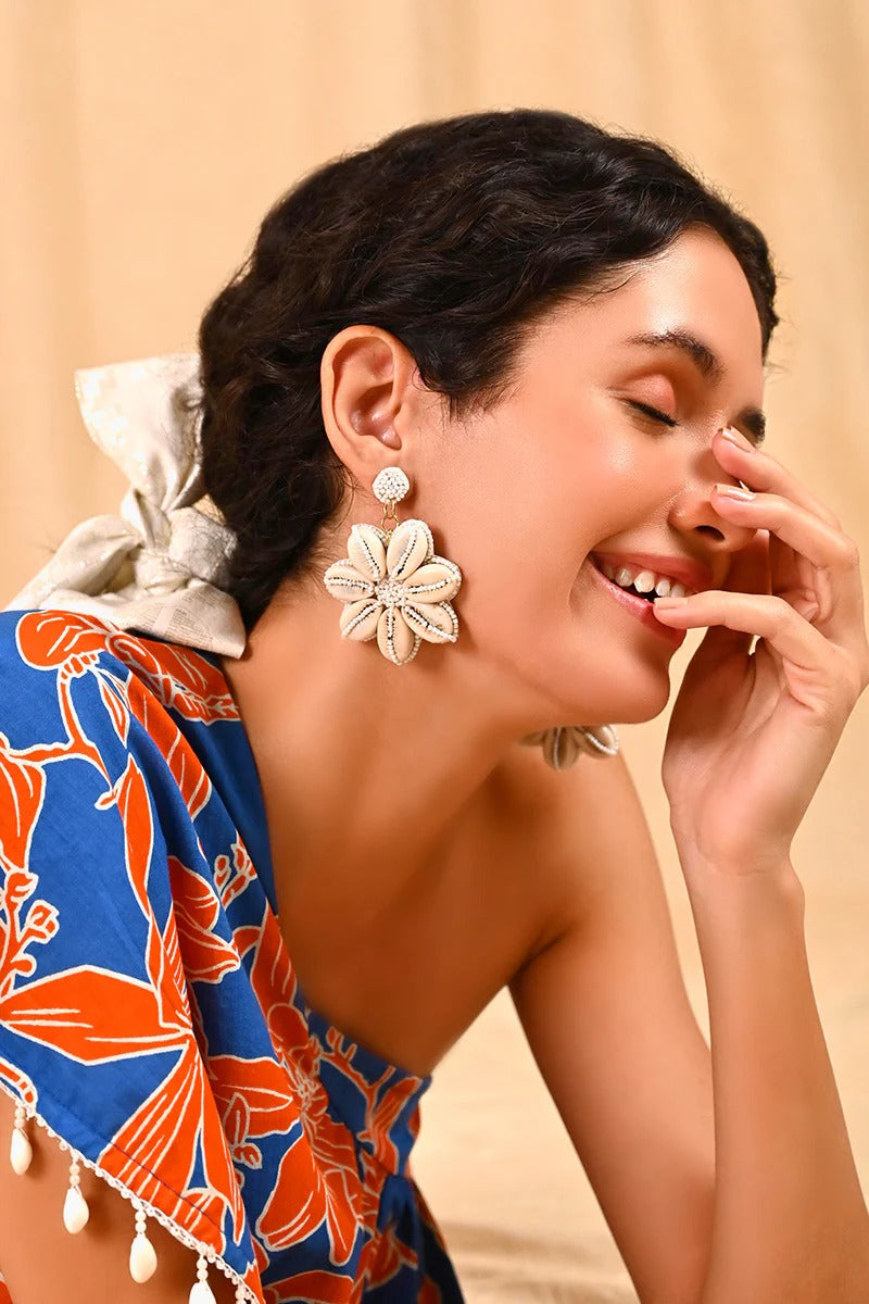 Floral Shells Beaded Earrings