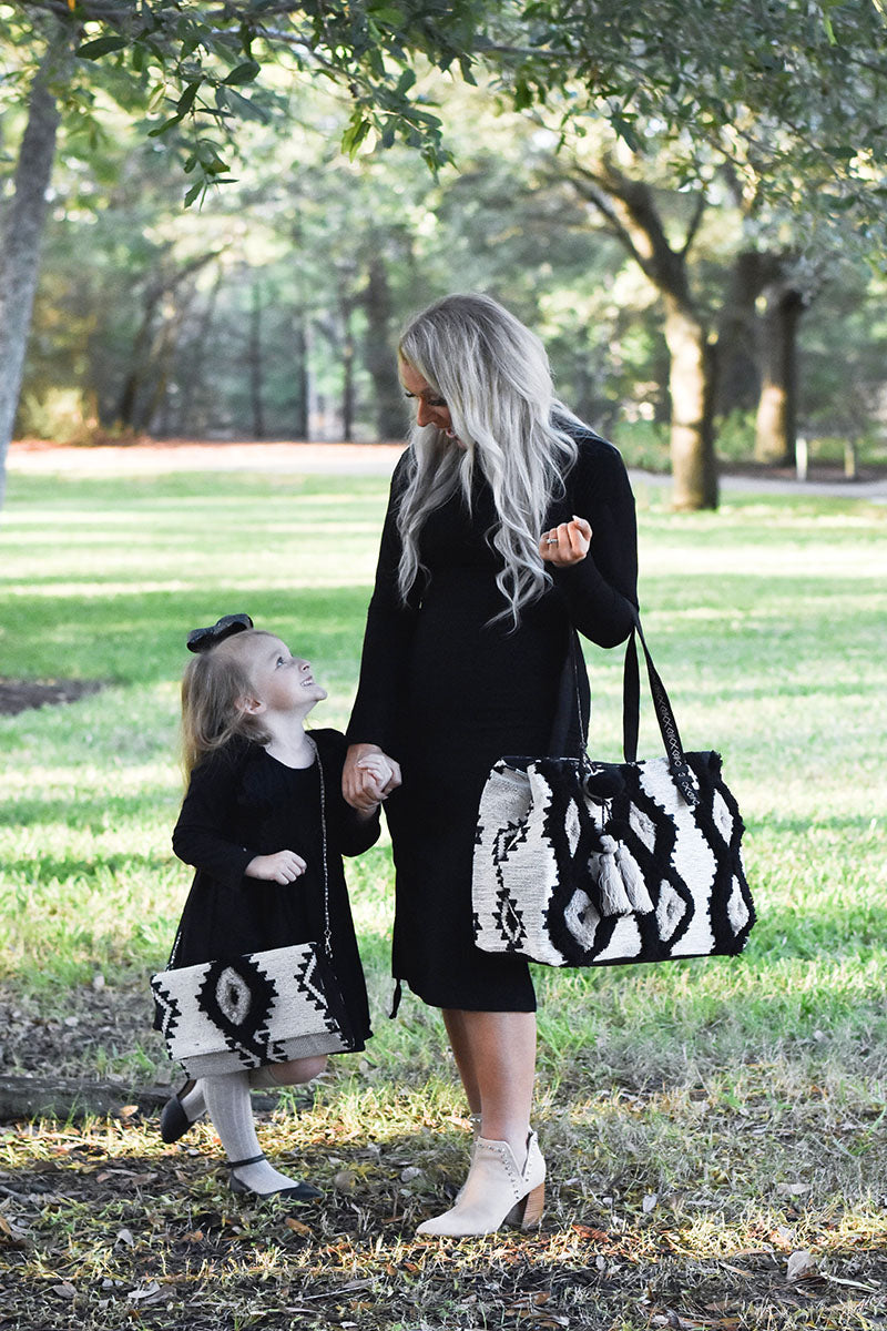 Whisper White Fringe Embroidered Weekender Bag