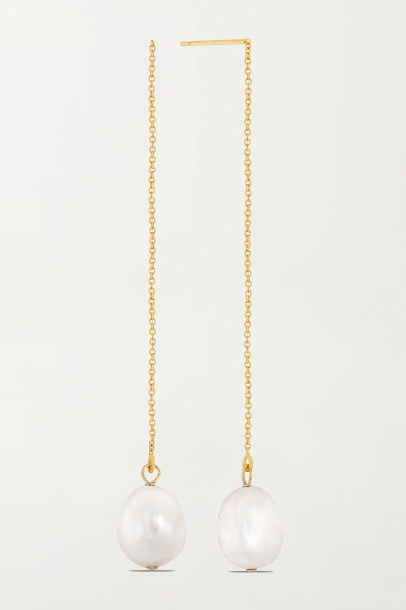 La Perla Threader Earrings in White-Pair