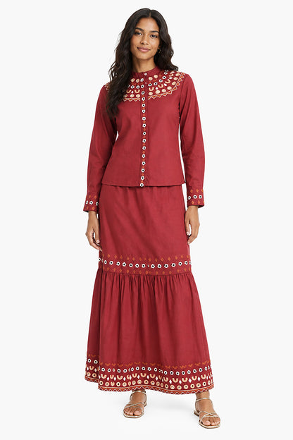 Set of 6 Artisan Embroidered Tiered Skirt  (S,M,L)