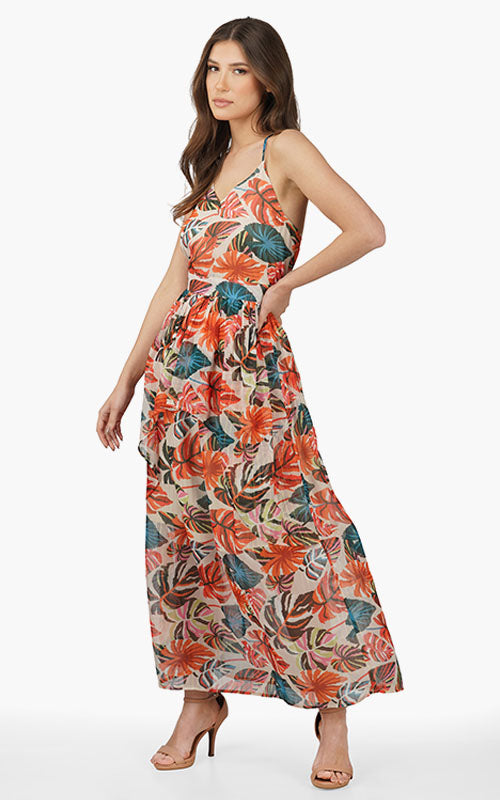 Set of 6 Alisha Leaf Printed Maxi Dress (S,M,L)