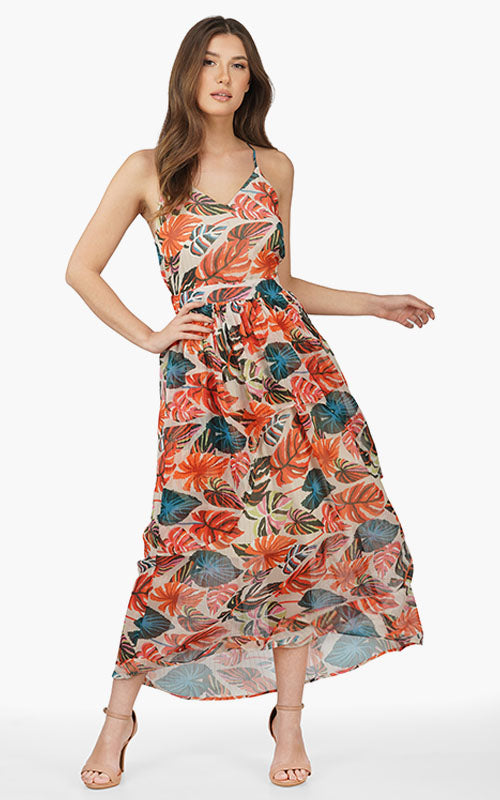 Set of 6 Alisha Leaf Printed Maxi Dress (S,M,L)