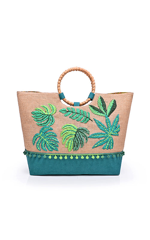 Vivid Green Leafy Tote