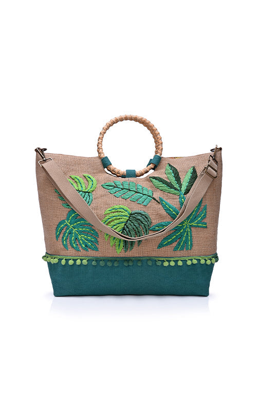 Vivid Green Leafy Tote