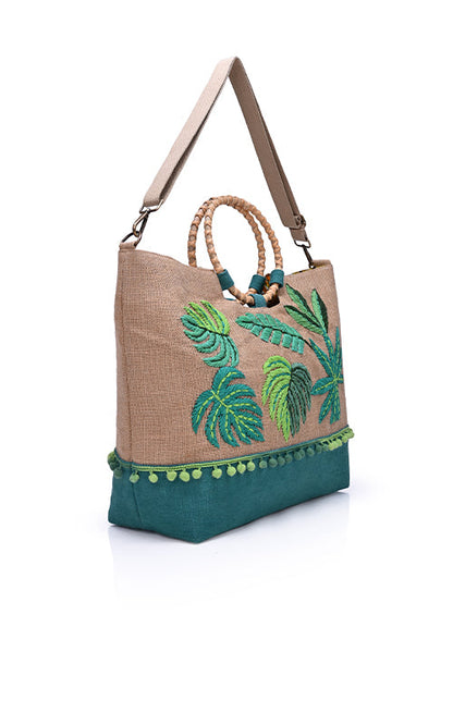 Vivid Green Leafy Tote