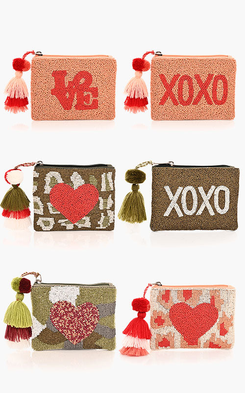 Set of Six Love Coin Bags