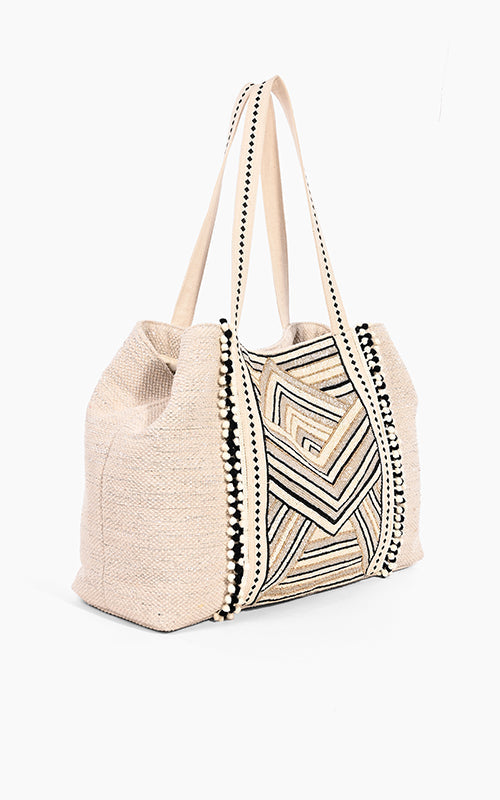 Golden Glam Hand Beaded Tote