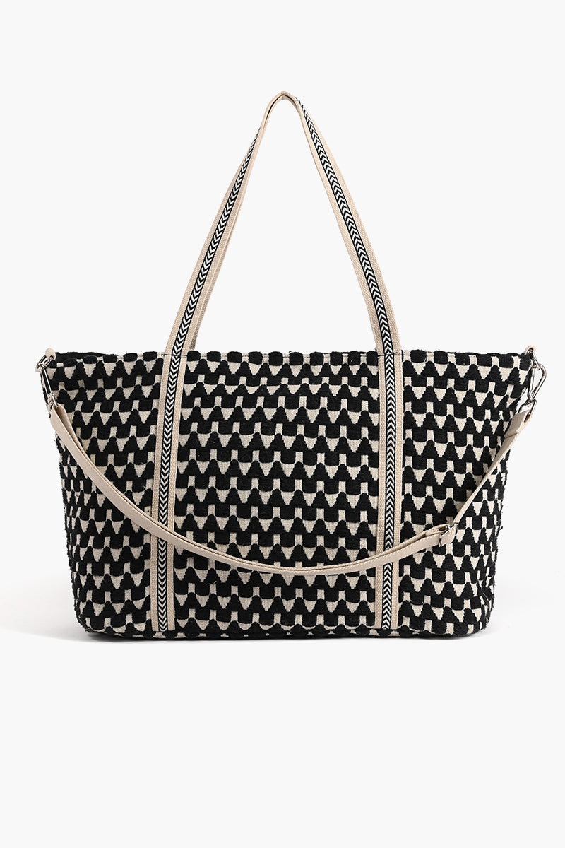 Midnight Butterfly Embellished Tote W/Crossbody Strap