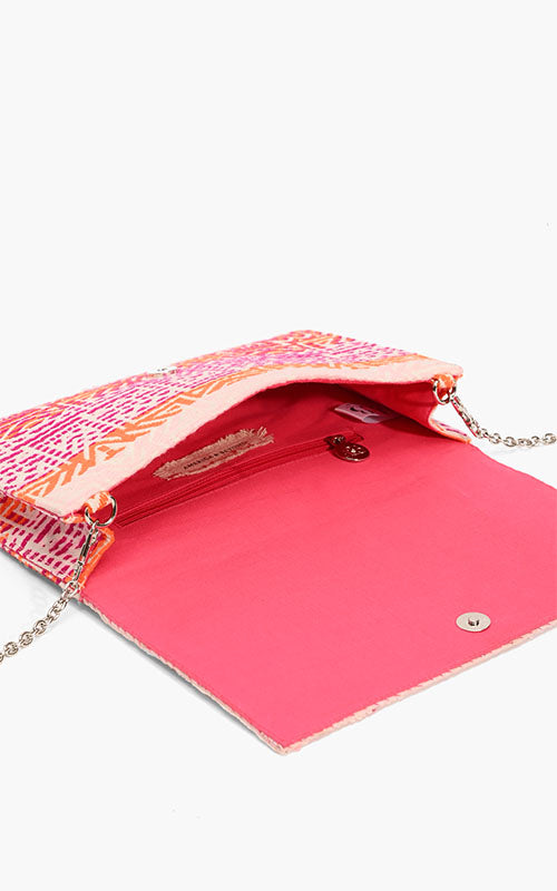 Embellished Convertible Clutch w/ Strap - Petal Pink