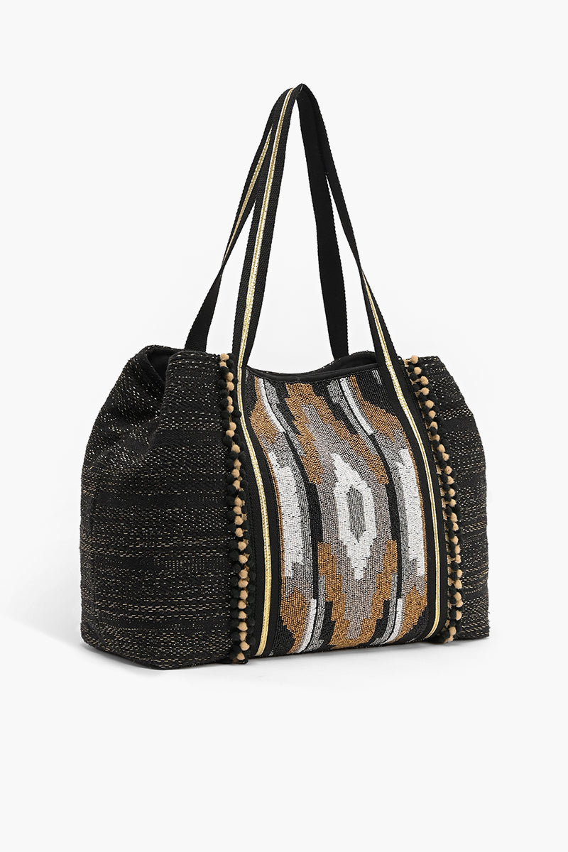 Dark Forest Hand Beaded Tote