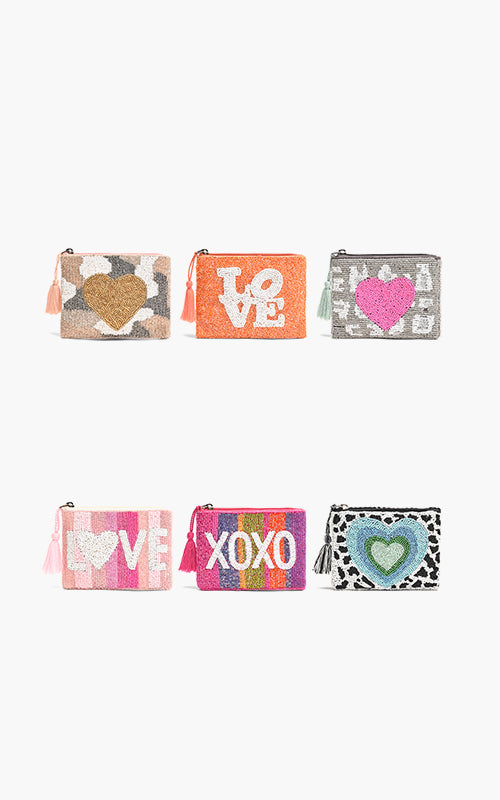 Set of 6 All the Love Coin bags