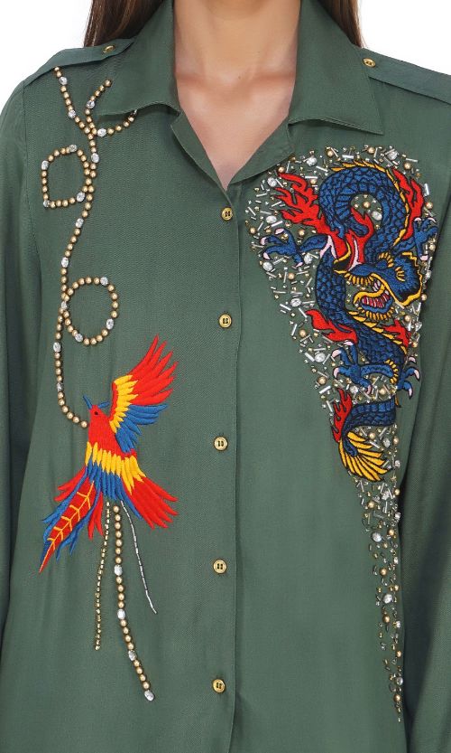 Set of 6 Set of 6 Eden Dragon Embroidered Twill Shirt (S,M,L)