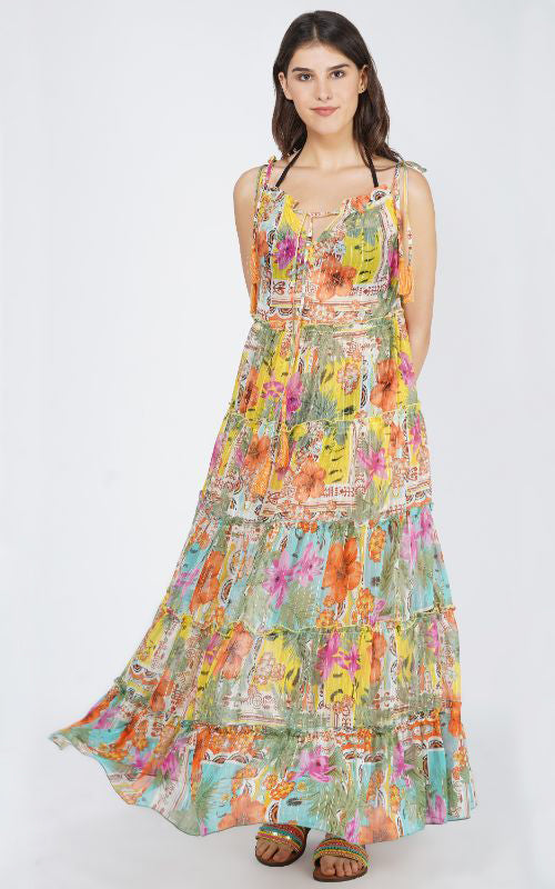 Set of 6 Boho Blissful Tiered Maxi Dress(S, M & L)