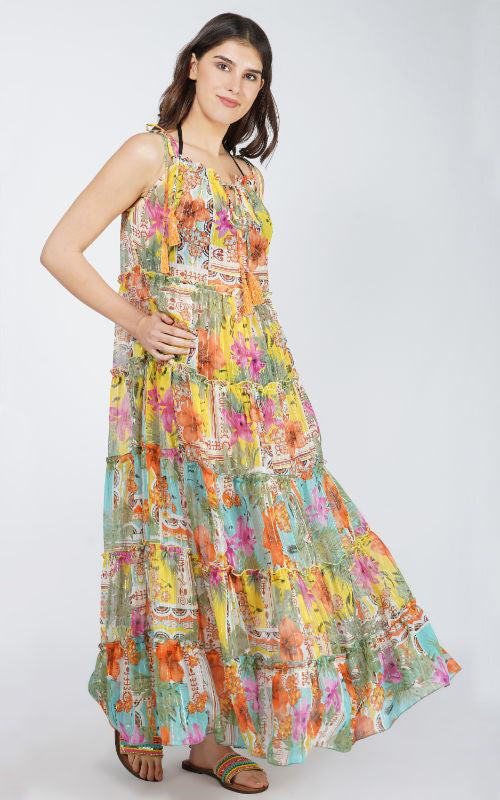 Set of 6 Boho Blissful Tiered Maxi Dress(S, M & L)