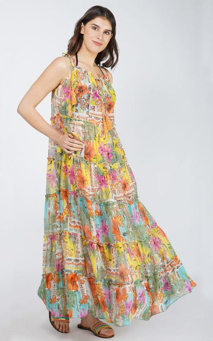 Set of 6 Boho Blissful Tiered Maxi Dress(S, M & L)