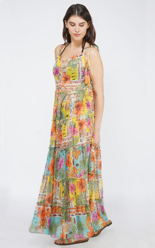 Set of 6 Boho Blissful Tiered Maxi Dress(S, M & L)