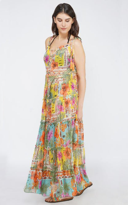 Set of 6 Boho Blissful Tiered Maxi Dress(S, M & L)