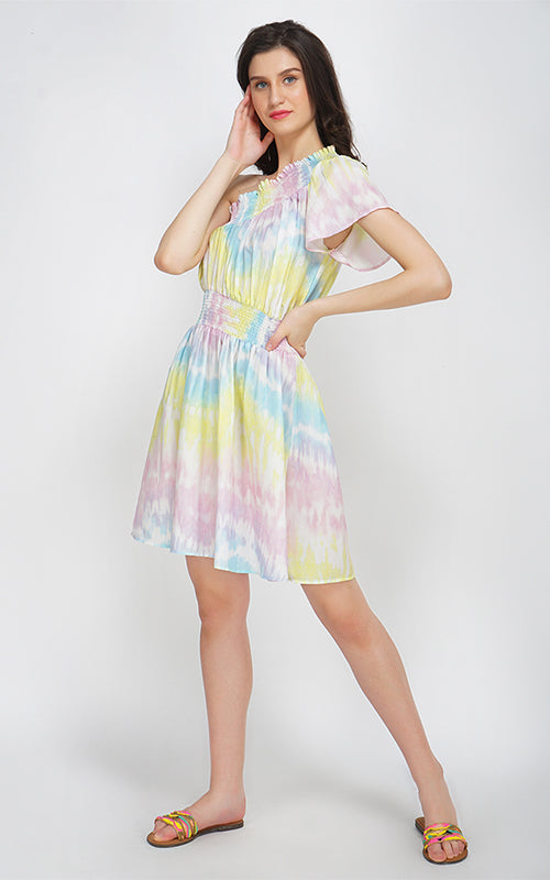 Set of 6 Rainbow Tie Dye Mini Dress (S,M,L)