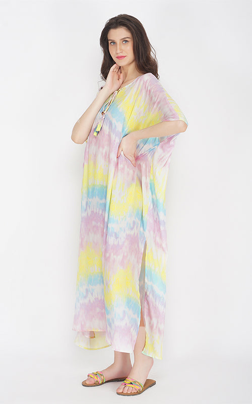 Set of 6 Rainbow Tie Dye Maxi Cover Up (S,M,L)