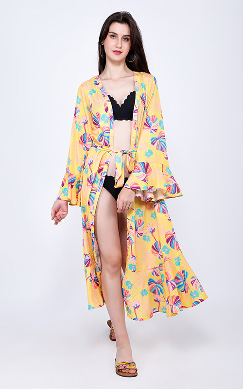 Set of 6 Daffodil Palm Floral Maxi Cover up (S,M,L)