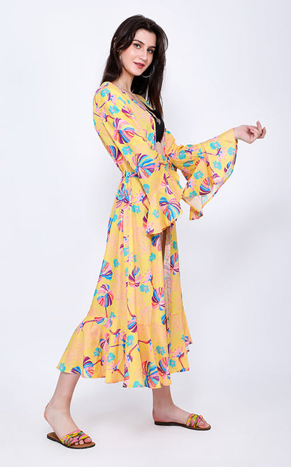 Set of 6 Daffodil Palm Floral Maxi Cover up (S,M,L)