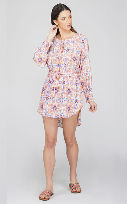 Blossom Tile Print Tunic Dress
