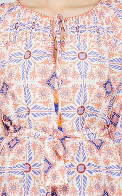 Blossom Tile Print Tunic Dress