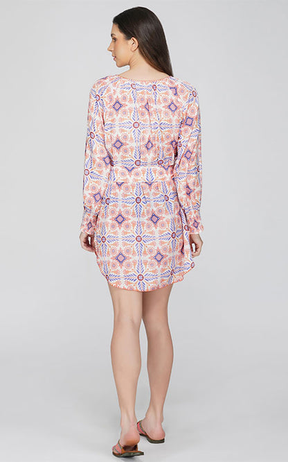 Blossom Tile Print Tunic Dress