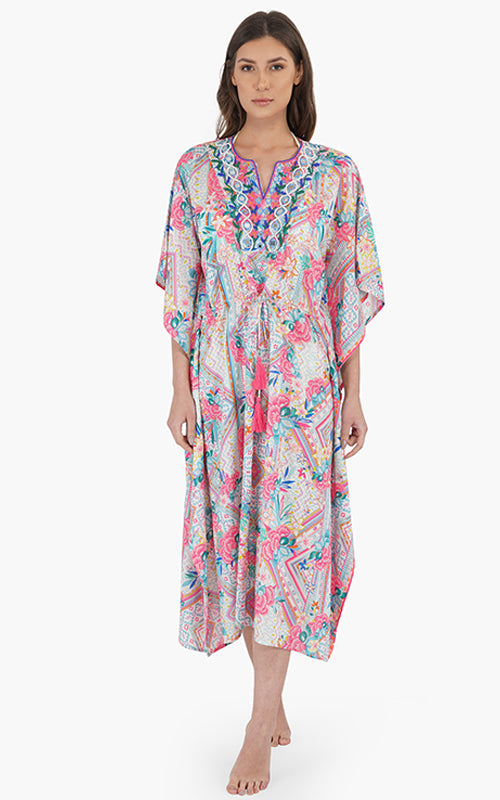 Pink Carnation Embellished Kaftan