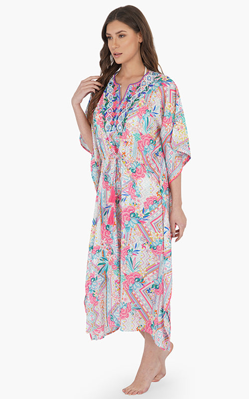 Pink Carnation Embellished Kaftan