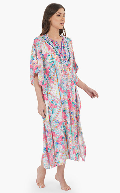 Pink Carnation Embellished Kaftan