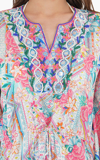 Pink Carnation Embellished Kaftan