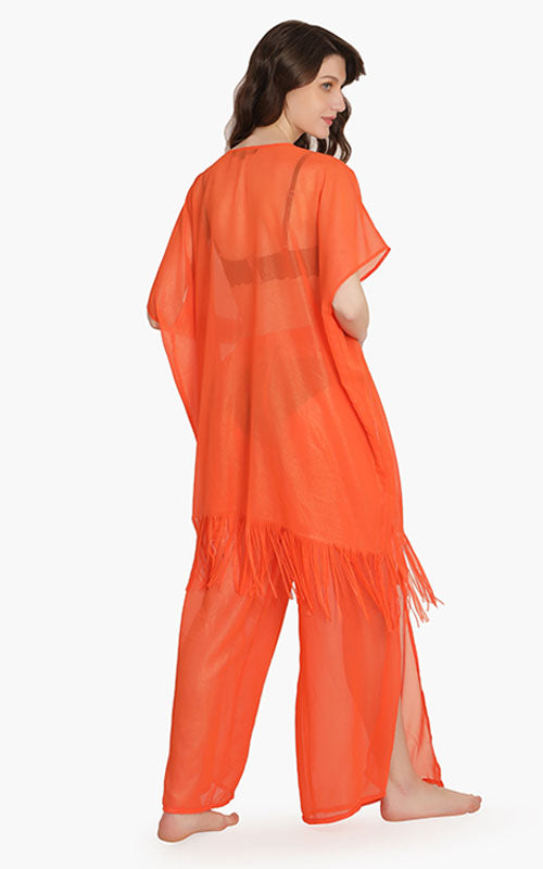 Orange Shimmer Sheer Cover Up