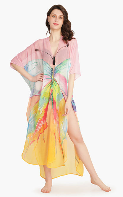 Set of 6 Rainbow Butterfly Chiffon Cover Up (S,M,L)