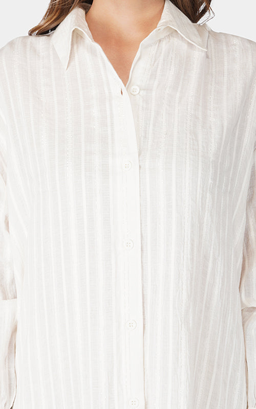 Set of 6 Star White Lurex Dobby Shirt Dress (S,M,L)