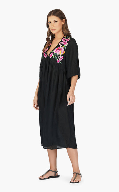 Set of 6 Mexican Floral Embroidered Viscose Dress (S,M,L)