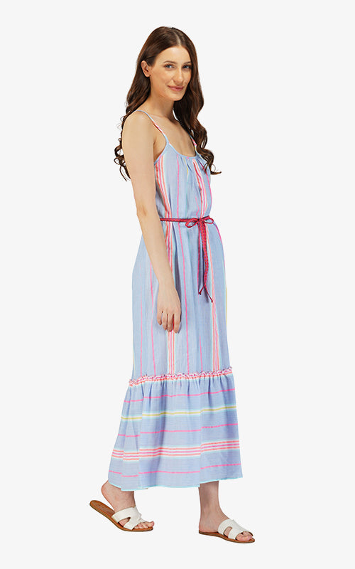 Set of 6 Rainbow Cotton Striped Maxi Dress (S,M,L)