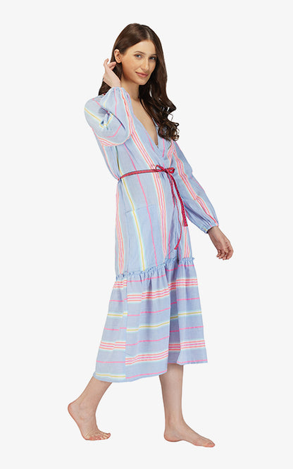 Set of 6 Rainbow Cotton Striped Front Open Cover Up (S,M,L)