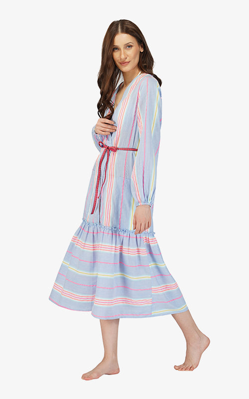 Set of 6 Rainbow Cotton Striped Front Open Cover Up (S,M,L)