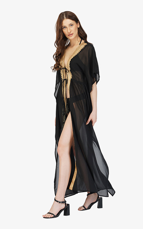 Set of 6 Black Ancient Goddess Maxi Cover Up (S,M,L)