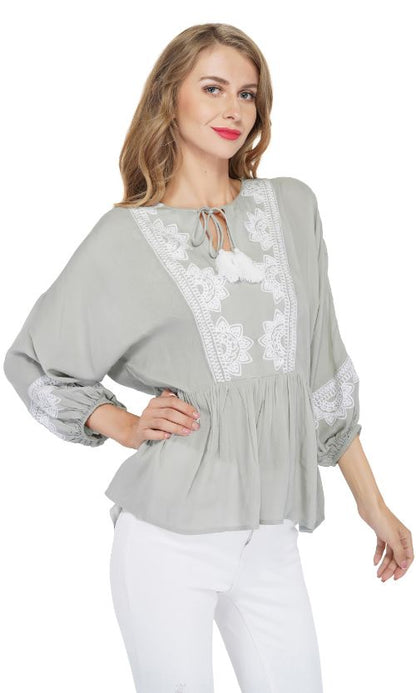 Set of 6 Grey Dawn Embroidered Blouse (S,M,L)