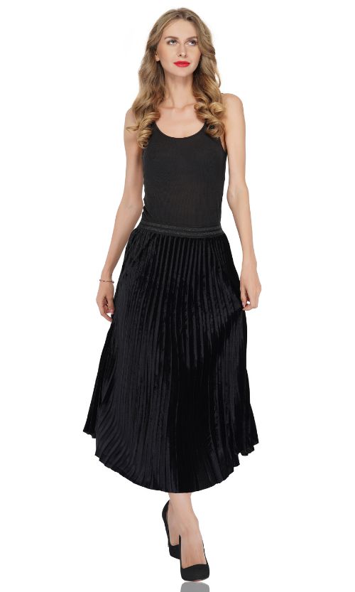 Set of 6 Moonless Night Pleated Velvet Skirt (S,M,L)